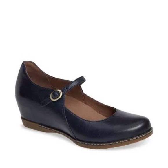 Dansko Shoes - Dansko Loralie Black Wedge Mary Jane Burnished Leather Shoes Size 38